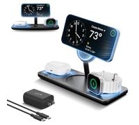 Nimble Podium - Estación de Carga inalámbrica 3 en 1 para Apple, Soporte de Carga Magsafe de 15 W, Certificado Qi2, Cargador inalámbrico para iPhone 17, 16, 15, 14, 13, Apple Watch, Serie Airpods
