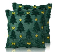 NimblusToy Fundas Cojines Navidad, Funda Cojin 45x45cm, Fundas de Cojín Árbol de Navidad Estrella, Decoración Navideña, Cojines Decorativos para Sofá Cama Hogar Navideña Vacaciones (Verde) -B
