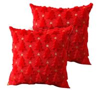 NimblusToy Fundas Cojines Navidad, Fundas de Cojín Árbol de Navidad Estrella, Funda Cojin 45x45cm, Decoración Navideña, Cojines Decorativos para Sofá Cama Hogar Navideña Vacaciones (Rojo)
