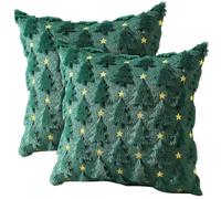 NimblusToy Fundas Cojines Navidad, Fundas de Cojín Árbol de Navidad Estrella, Funda Cojin 45x45cm, Decoración Navideña, Cojines Decorativos para Sofá Cama Hogar Navideña Vacaciones (Verde)