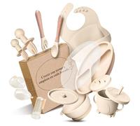 Nimbro Vajilla Bebé Silicona con Ventosa - Set Alimentación Infantil con Plato Dividido y Cubiertos Ergonómicos | Sin BPA | Apto Lavavajillas y Microondas | BLW