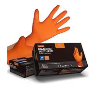 NIMEDA Guantes desechables color naranja, 500 unidades, guantes de nitrilo, 2-3 guantes gruesos desechables, sin polvo, sin látex, con agarre de diamante (500, M)