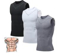 Nimedala Coreflex Camiseta, Coreflex Camiseta Adelgazante, Vitalvest Abnehmweste, Ionic Shaping Vest Men and Women (Gris-B+Blanco-B+Negro-B,L)