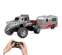 Nimedala Mini Coche RC, Mini Monster Truck RC, Monster Truck de Control Remoto, aleación a Escala 1/64, 2.4 GHz, Velocidad/dirección Ajustables y Recargable (with Trailer,Grey)