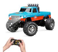 Nimedala Mini Coche RC, Mini Monster Truck RC, Monster Truck de Control Remoto, aleación a Escala 1/64, 2.4 GHz, Velocidad/dirección Ajustables y Recargable (Without Trailer,Orange-Blue)