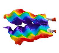 Nimiman Abanicos de seda para danza del vientre, velo para danza del vientre, 1 par (izquierda + derecha), abanicos largos plegables de 150 cm de largo y 90 cm de ancho (arcoíris)