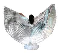 Nimiman Alas de Isis para danza del vientre para niños, disfraz de danza del vientre con palos (plata)