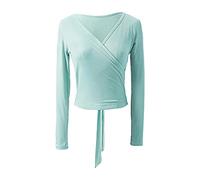 Nimiya Chaqueta Danza Ballet Baile Latino Mujer Top Manga Larga Elegante Cárdigan Capa Abrigo Yoga Gimnasia Bolero Abrigo Corto Disfraz de Bailarina para Vestido Verde Claro M