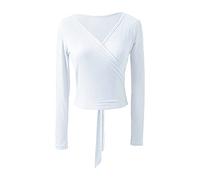 Nimiya Chaqueta Danza Ballet Baile Latino Mujer Top Manga Larga Elegante Cárdigan Capa Abrigo Yoga Gimnasia Bolero Abrigo Corto Disfraz de Bailarina para Vestido Marfil XL