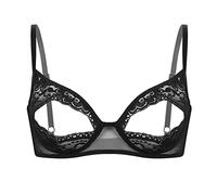 Nimiya Sujetador Abierto para Mujer Sexy Bralette de Encaje con Aros sin Relleno Push Up Lencería Erótico Bikini Bra Bustier Top Ropa de Dormir Fiesta Tallas Grandes
