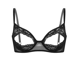 Nimiya Sujetador Abierto para Mujer Sexy Bralette de Encaje con Aros sin Relleno Push Up Lencería Erótico Bikini Bra Bustier Top Ropa de Dormir Fiesta Tallas Grandes