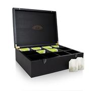 Nimma Caja de Té - 12 Compartimentos de Madera con Cierre Magnético - Compatible con Pickwick, Lipton y Más - Negro - Compartimentos Extra Grandes para Bolsitas y Té Suelto