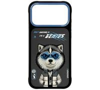 NIMMY Friends Cool & Cute 2.0 Husky - Funda con imán para iPhone 17 Pro de 6.3 pulgadas, color gris y azul - N-KMLL-IP17-PRO-017-A