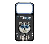 NIMMY Friends Cool & Cute 2.0 Husky - Funda con imán para iPhone 17 Pro Max de 6.9 pulgadas, color gris y azul - N-KMLL-IP17-PRO-MAX-017-A