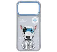 NIMMY Friends Cool & Cute 2.0 Terrier - Funda para teléfono móvil con imán para iPhone 17 Pro de 6.3 pulgadas, color gris y azul - N-KMLL-IP17-PRO-019-A
