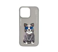 NIMMY Friends Funda Border Collie Glasses para iPhone 16 Pro, Gris