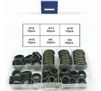 Nimomo 100 Piezas Arandela de Goma de Metal, Junta de Tapón de Drenaje Arandela Plana, Junta Tapón de Drenaje de Metal para Limpiador de Alta Presión Hidráulico