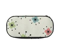 NImongt Atomic Stars - Estuche con diseño retro de estrellas, estuche para lápices, suministros escolares, almacenamiento de maquillaje, viajes, oficina, clase, Black, Talla única, Organizador de