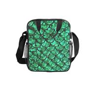 NImongt Bolsa de almuerzo transparente con estampado de escamas de pescado verde para la escuela, oficina, viajes, playa