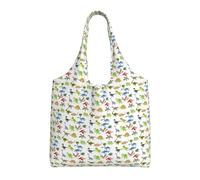 NImongt Bolsa de lona unisex de gran tamaño con estampado de dibujos animados de dinosaurios, reutilizable, ligera, para ir de compras
