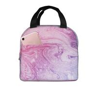NImongt Bolsa térmica impermeable a prueba de fugas con estampado de mármol colorido pastel, rosa, azul, morado, para niños y adultos, para escuela, trabajo, picnic, viajes