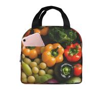 NImongt Bolsa térmica impermeable a prueba de fugas con estampado de verduras frescas, para niños, adultos, escuela, trabajo, picnic, viajes