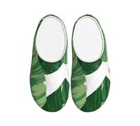NImongt Bonito calzado de interior con estampado de hojas de palma verde, pantuflas lavables para mujeres y hombres, zapatos de hotel elegantes para invitados