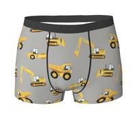 NImongt Calzoncillos transpirables con estampado de camiones de construcción para hombre, ropa interior elástica, cómoda para el uso diario activo, Negro, XL