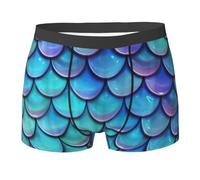 NImongt Calzoncillos transpirables con estampado de escamas de pez de sirena, ropa interior elástica cómoda para uso diario activo, Negro, S
