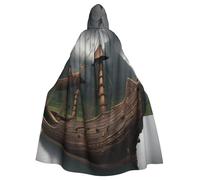 NImongt Capa con capucha con estampado de barco vikingo, carnaval, cosplay, festivales, celebraciones al aire libre, fiestas temáticas