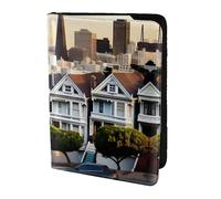 NImongt Cartera con diseño de San Francisco para pasaporte, de 5.5 pulgadas, para hombres y mujeres, negocios, ocio, viajes, Black, Talla única