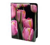 NImongt Cartera de viaje con estampado de tulipanes y rosas de 5.5 pulgadas, para hombres y mujeres, negocios, ocio, viajes, Black, Talla única