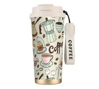 NImongt Coffee and Sweets - Taza de té de acero inoxidable con estampado de chocolate y azúcar, para bebidas frías y calientes, uso diario, oficina, viaje