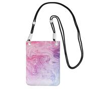 NImongt Colorido diseño de mármol pastel, rosa, azul, morado, elegante bolsa para teléfono, ligera, para viajes, caminar, correr, senderismo, uso diario, Black, Talla única