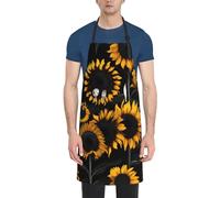 NImongt Delantal de cocina impermeable para adultos con estampado de girasoles y plantas, 28 x 33 pulgadas, con bolsillos, versátil delantal de chef para barbacoa