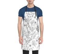NImongt Delantal de cocina impermeable para adultos con estampado de hierbas y plantas herbáceas florecientes, 28 x 33 pulgadas, con bolsillos, versátil delantal de chef para barbacoa