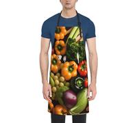 NImongt Delantal de cocina para adultos con estampado de frutas y verduras frescas, 28 x 33 pulgadas, impermeable, con bolsillos, versátil delantal de chef para barbacoa