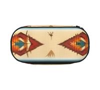 NImongt Estuche elegante con estampado de nativos americanos, estuche para bolígrafos, suministros escolares, almacenamiento de maquillaje, viajes, oficina, clase, Black, Talla única, Organizador de