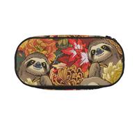 NImongt Estuche para lápices con estampado de perezosos divertidos y elegantes, útiles escolares, almacenamiento de maquillaje, viajes, oficina, clase, Black, Talla única, Organizador de bolsas