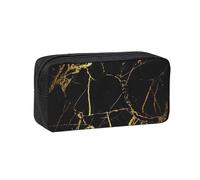 NImongt Estuche unisex con estampado de mármol negro y dorado para bolígrafos, accesorios de papelería de gran capacidad, bolsa organizadora de viaje para oficina