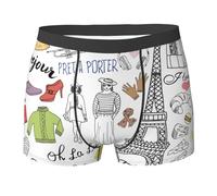 NImongt French Paris Tour Eiffel - Calzoncillos transpirables para hombre, elásticos, cómodos para uso diario activo, Negro, L