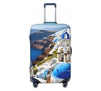 NImongt Funda universal elástica para maleta, diseño de isla griega, diseño de vista al mar, para vacaciones, playa, negocios, viajes, Black, L, Equipaje de mano
