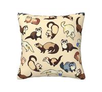 NImongt Fundas de almohada cuadradas con estampado de hurón peludo para todas las estaciones, fundas de almohada cuadradas para cama, sala de estar