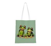 NImongt Funny Green Frogs 1 - Bolsa de lona ligera con estampado de ranas verdes, cómoda, para ir de compras, gimnasio, oficina, a la moda