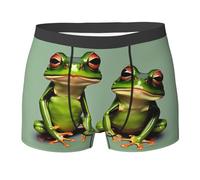 NImongt Funny Green Frogs 1 - Calzoncillos transpirables para hombre, elásticos, cómodos para uso diario activo, Negro, S