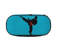 NImongt Karate Boy Vector Cinturón intercambiable impresión a color elegante estuche para lápices, suministros escolares, almacenamiento de maquillaje, viajes, oficina, clase, Black, Talla única