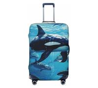 NImongt Killer Whales Swim Along - Funda universal elástica para maleta, accesorio para equipaje, vacaciones, playa, negocios, viajes, Black, S, Equipaje de mano