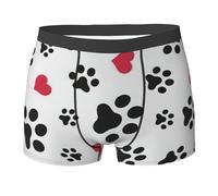 NImongt Love Cat Paw Heart Puppy Foot Print - Calzoncillos transpirables para hombre, ropa interior elástica, cómoda para uso diario activo, Negro, S