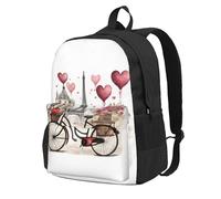 NImongt Love Paris Tower - Mochila de gran capacidad con estampado de corazón, para adultos, viajes, escuela, viajes, trabajo, uso diario al aire libre