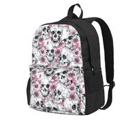 NImongt Mochila de gran capacidad con estampado de calavera floral para adultos, viajes, escuela, viajes, trabajo, uso diario al aire libre